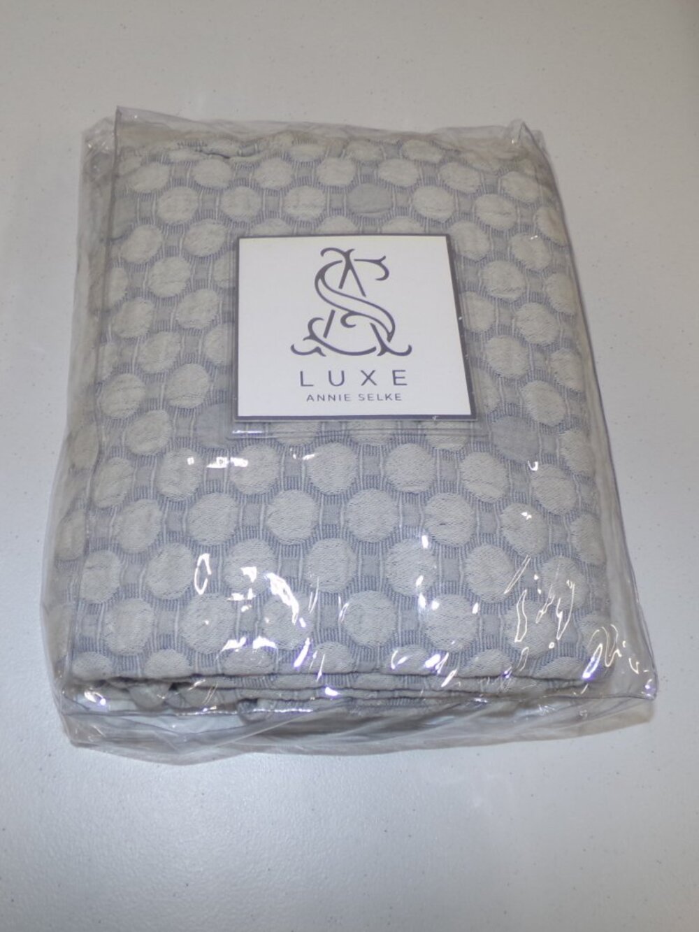 NEW Annie Selke LUXE Lodi Matelasse Pillow Sham KING Size Blue Cotton